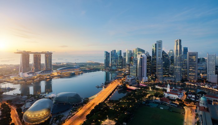 Singapore business district and city
